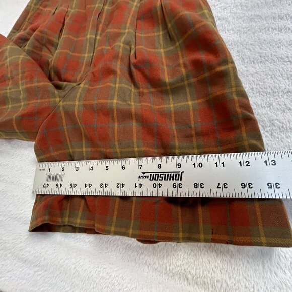 Women’s Checkered High Waist Pleated Shorts Red Brown Casual Lined Pockets 64-68 - Picture 8 of 12
